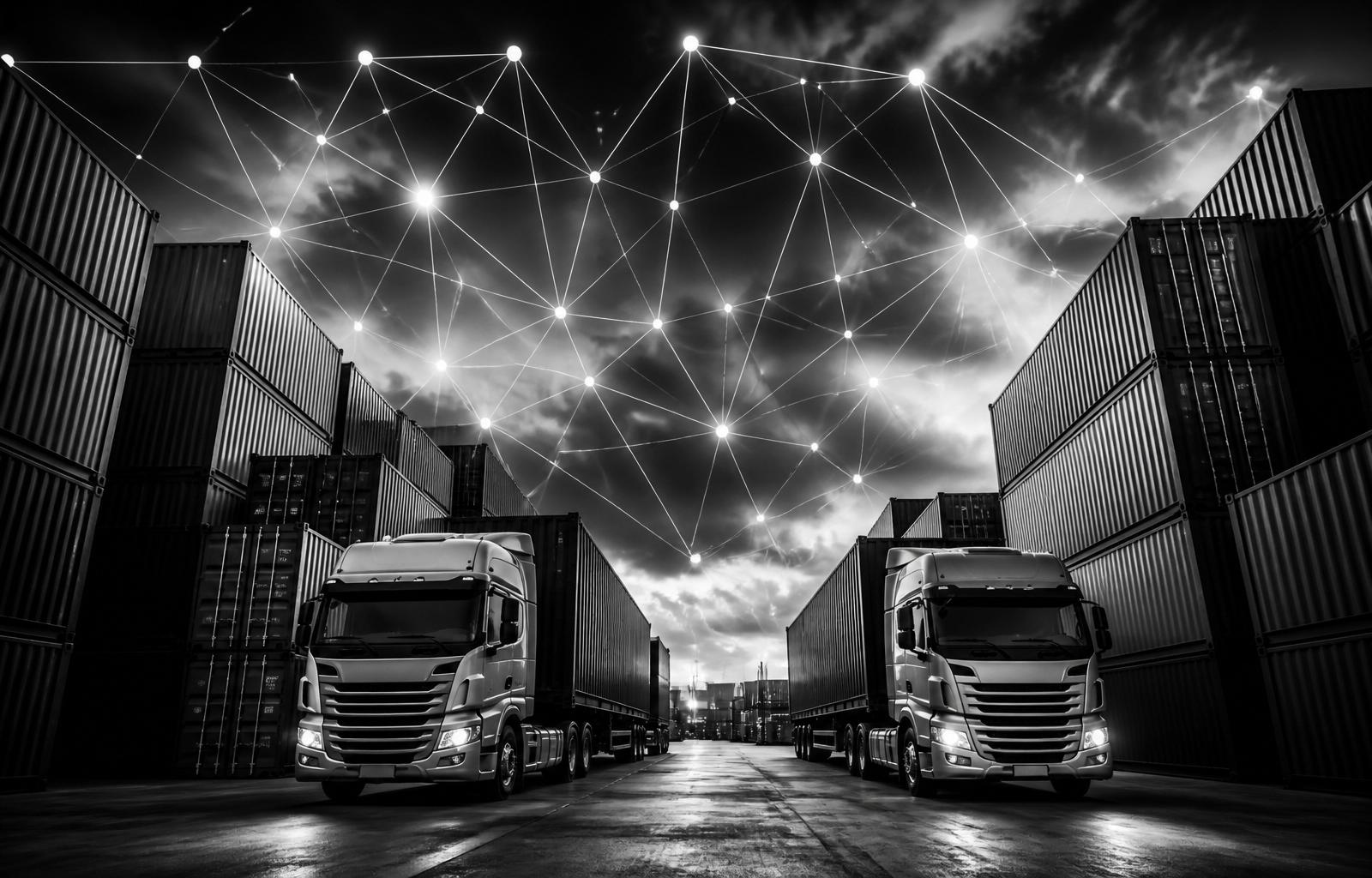 Cargo dispatch portal connecting trucks and containers across a logistics yard, built by InkFrame Zimbabwe